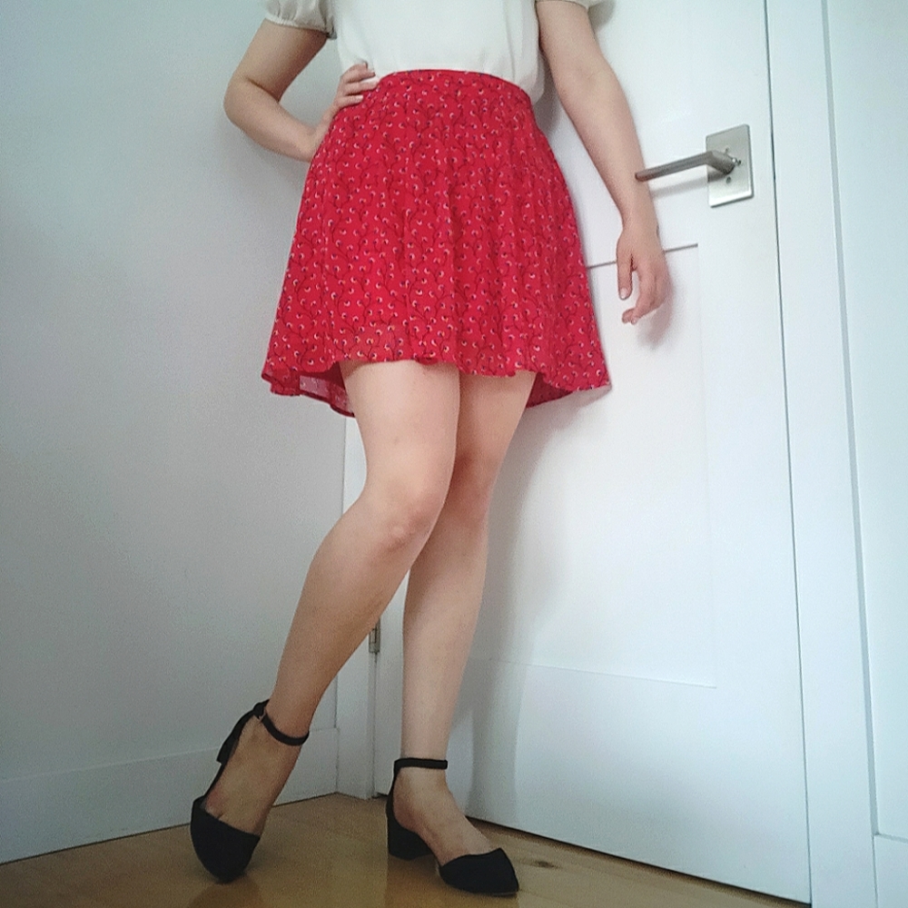 Old Navy Red Floral Mini Skirt